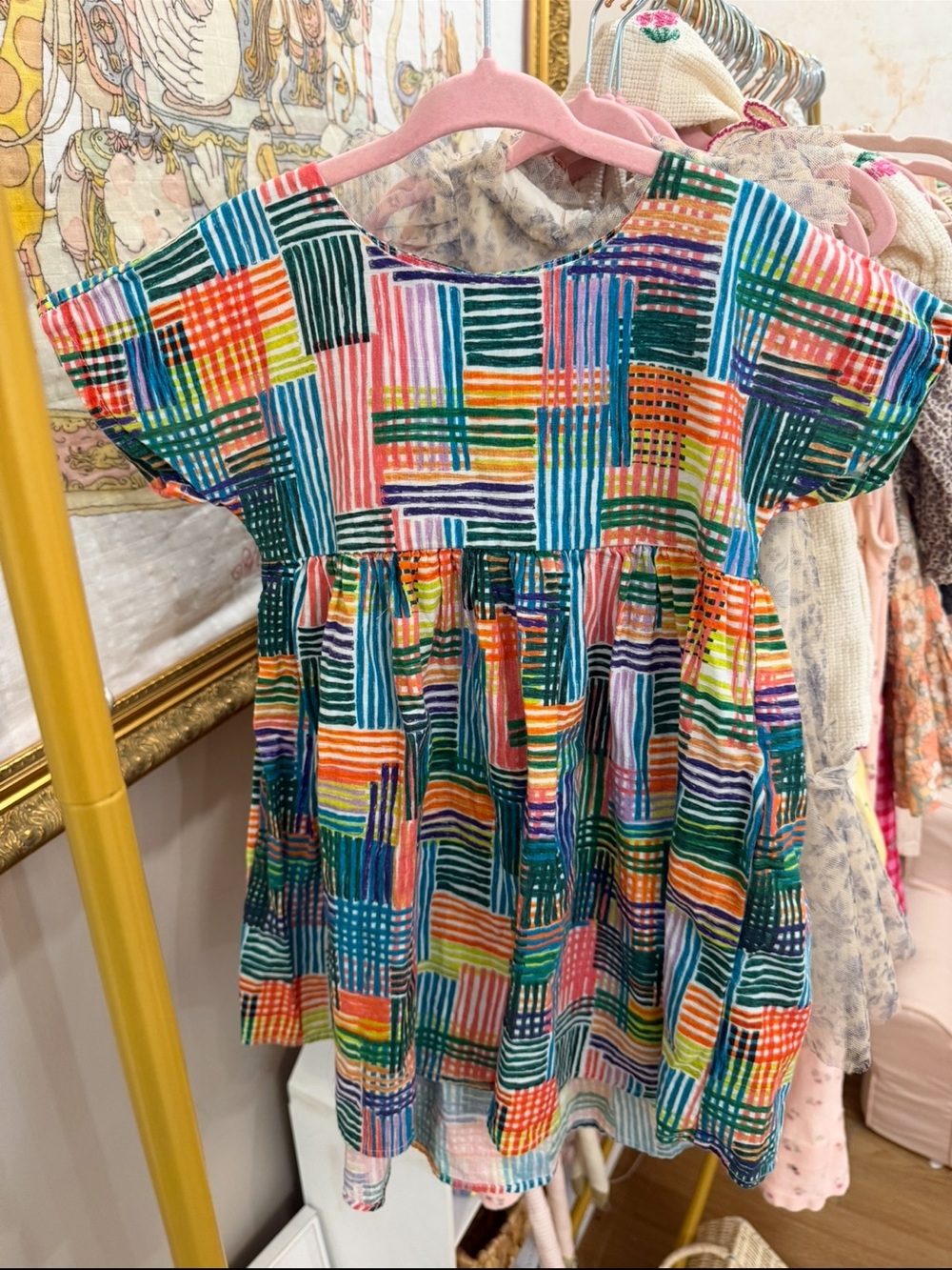Girls Multicolor Plaid Cotton Dress - Brand Unknown